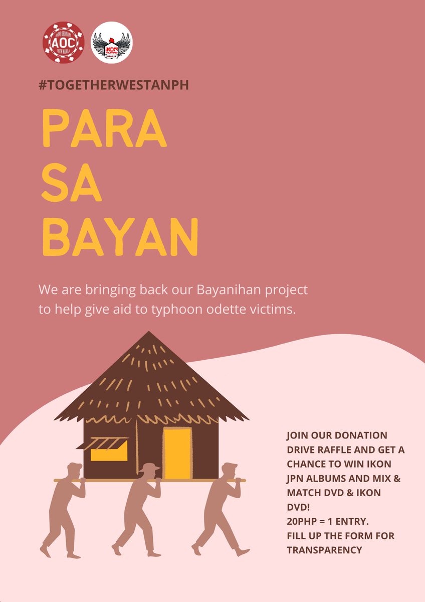iKONPhilippines's tweet photo. CALL FOR DONATION FOR #ODETTEPH 

A collab project to give aid for the victims of the the recent typhoon. We are accepting monetary donations and in-kind donations. 

Join our raffle and win Merch! 20php = 1 entry 

Form: https://t.co/Zjs2pZxACw https://t.co/Zi6Ss5AQHm