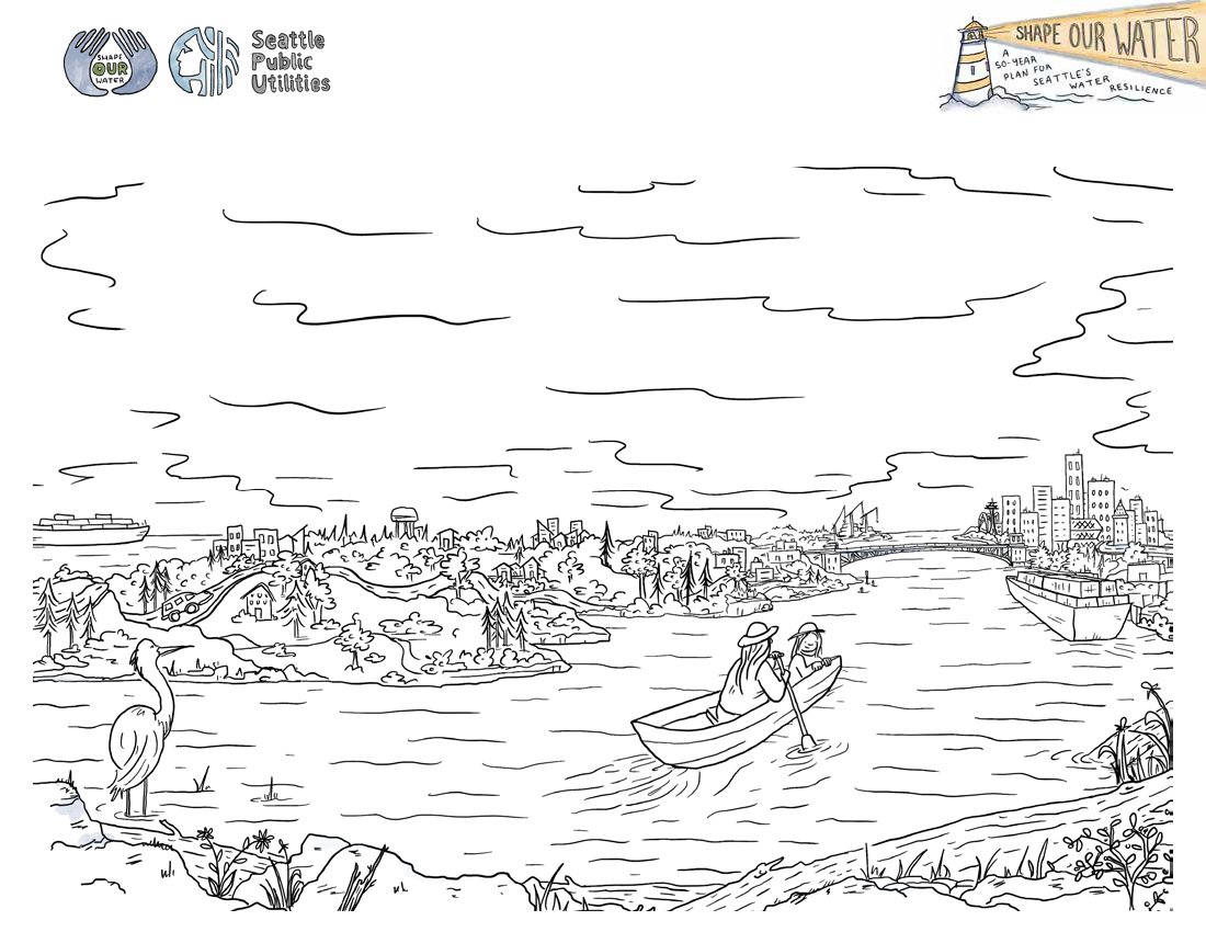 SeattleSPU's tweet photo. Help us imagine Seattle’s #water future: download a printable #coloring page from our #ShapeOurWater Community Vision Plan and let your creative vision leap to life! Find out more at our blog- https://t.co/zqnRgsy57e
Art by @nataliekdupille https://t.co/0r6Unc31oW