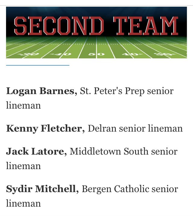 I appreciate all the post season recognition
Division Defensive Player of the Year
First Team All Monmouth County
First Team All Shore Conference
First Team All Group 4 NJ
Second Team All State
<a href="/MiddSouth/">Steve Antonucci</a> <a href="/ScoutNickP/">Coach Nick Pennisi</a> <a href="/CoachLT33/">Coach L.T.</a> <a href="/KevinHiggins20/">Kevin Higgins</a>