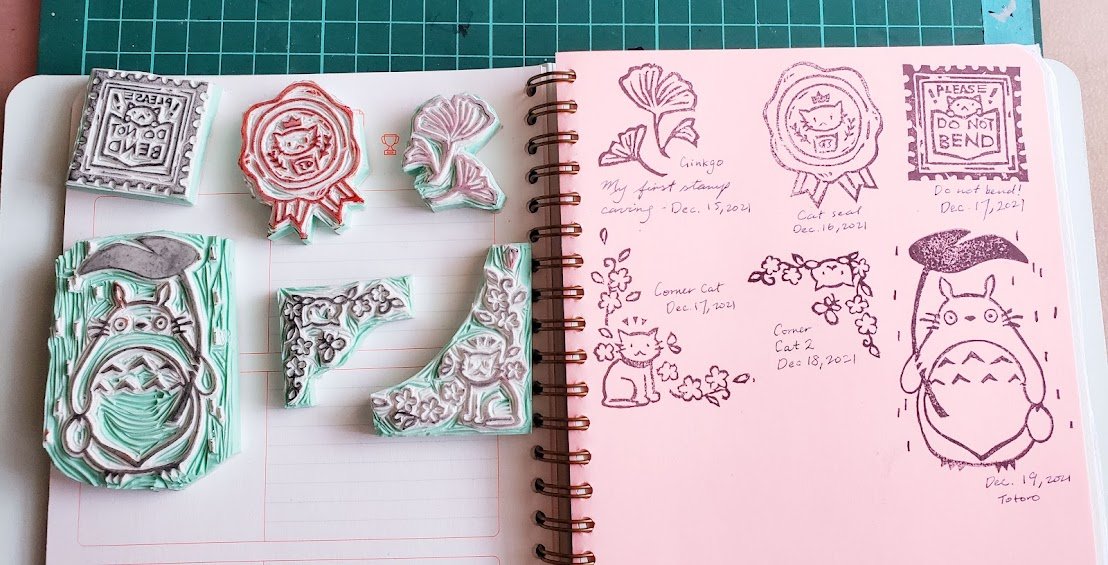 i've been taking up stamp carving! My collection so far 