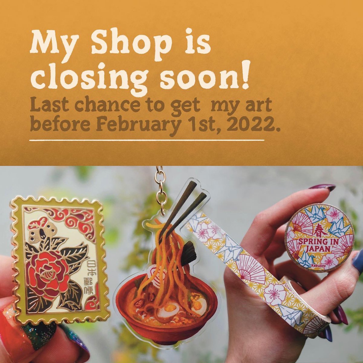 KabujiroK's tweet photo. Like it says in the picture, my online store is going to close tomorrow at 4pm CET.

Opening again February 1st. https://t.co/ssi1BJe1AY