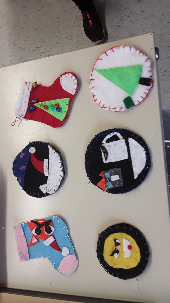 Students hand sewed up these ornaments for gifts, most had never threaded a needle before! #cheetahpride