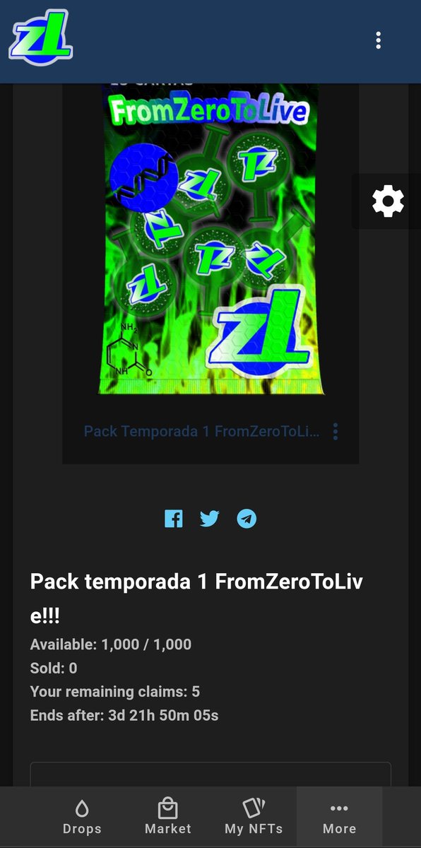 FromZeroToLive1's tweet image. En un poco más de 3 días terminará las venta de los packs en wax de la temporada 1 del proyecto, después de esto solo podrán ser obtenidos por medio del token ZLIVCOIN!!! #neftyblocks #wax #zlivcoin #NFTCommunity  #NFTcollection
