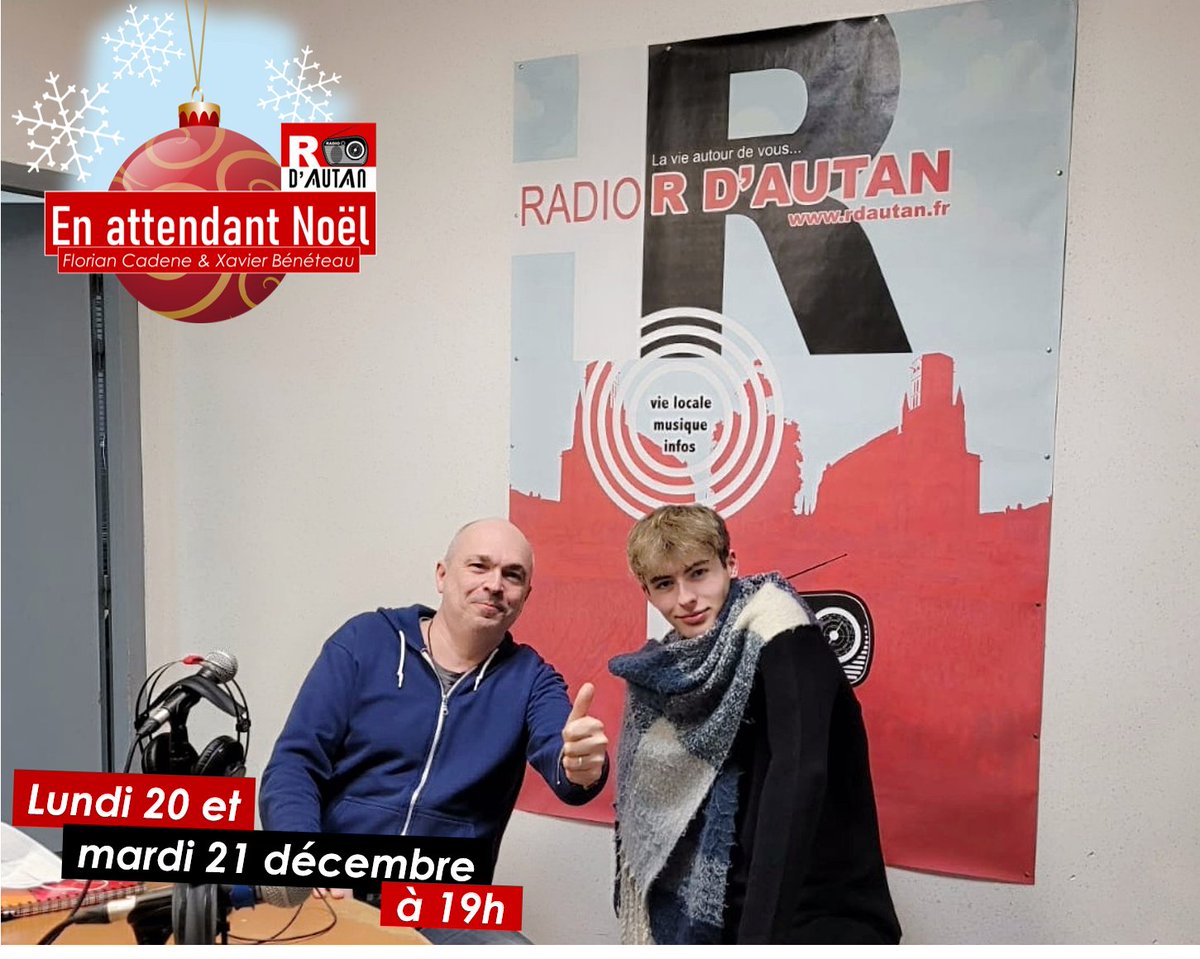 r_dautan's tweet photo. À 19h sur #RDAutan 📻

👉 En attendant #Noël avec Florian @CadeneMedias et Xavier ! Aujourd'hui, ils vous parlent des origines, les différentes façons de le fêter, des films à voir au cinéma, des sorties, des bons plans cadeaux...

Pour écouter : https://t.co/Pi21gSaXuh 🎧 https://t.co/5cLAh24U8b