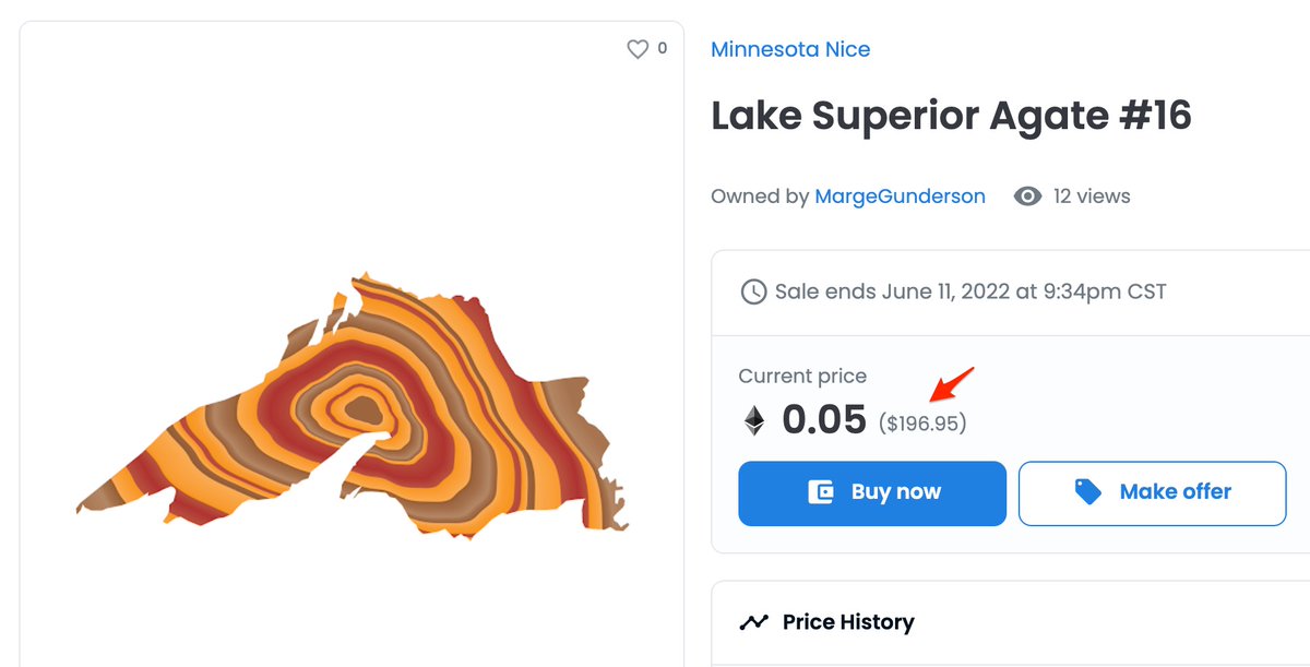 MNniceNFTs's tweet photo. We've priced our NFTs at a very accessible price at .05 #Ethereum. This is less than $200. If you're new to NFTs @opensea has several resources on how to get started. Digital ownership is verified on the blockchain.

#nfts #myfirstnft #minnesota #lakesuperior https://t.co/9PsKF3SBQ3