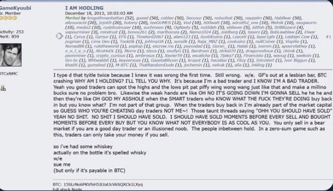 dorap__'s tweet photo. Eight years ago the word hodl was first used on bitcointalk. A typo that turned into a meme. The dude later became disillusioned and stopped hodling #HODL https://t.co/hcTlCB9du3