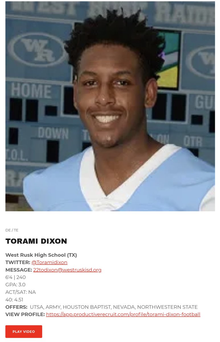 _CPTexas's tweet photo. Come on &amp; DM us college coaches. 
We still have plenty of uncommitted 2022's such as @Toramidixon with offers such as UTSA, ARMY, NEVADA, &amp; more. 6'4 | 240 DE who can DO-IT-ALL! 
Send us a DM &amp; we will tell you how to check out our prospects. 
A LOT OF TALENT FOR EVERY LEVEL! https://t.co/CngyHAsc6W