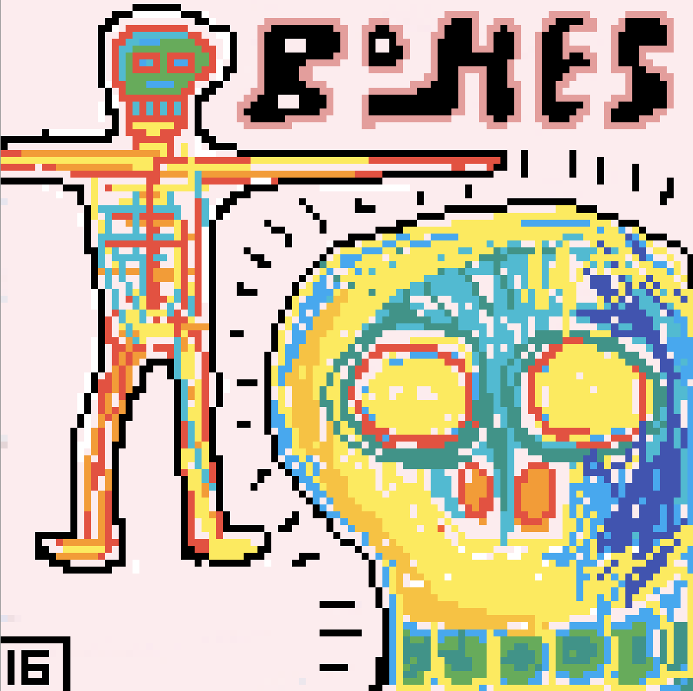 #16, Bones.  #nftart #pixelart #opensea #OpenSeaCollection #digitalart