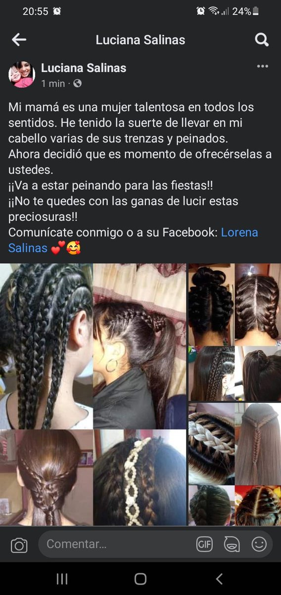 LuuSalinas_94's tweet photo. Mi mamá va a estar haciendo trenzas y peinados a quien lo desee para las fiestas.💫
RT, porfi💕 https://t.co/cuyE0QkNLo