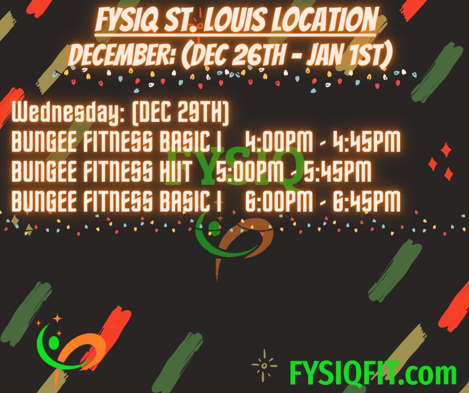 SweatwithMisha's tweet photo. FYSIQ St. Louis Weekly Class Schedule! Cross some off your bucket list before the year ends. You never know you mig https://t.co/BigIaOAyXP https://t.co/zCbBFMRV5I