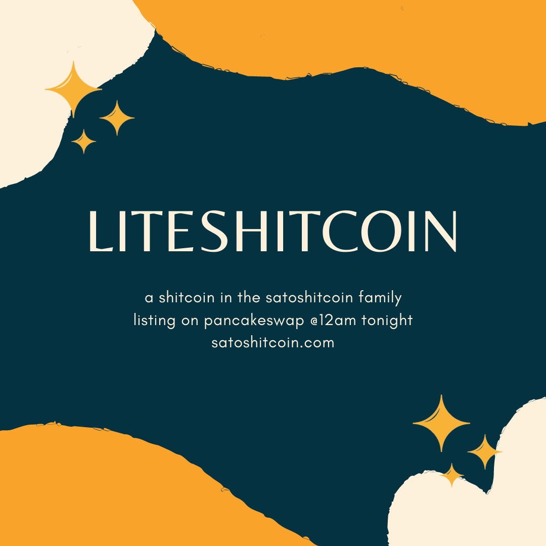 #LiteShitCoin, a member of the #SatoShitCoin family goes live on #pancakeswap 8(ish) hours. Back your #shittynfts with time locked shitcoins locked away for months/years