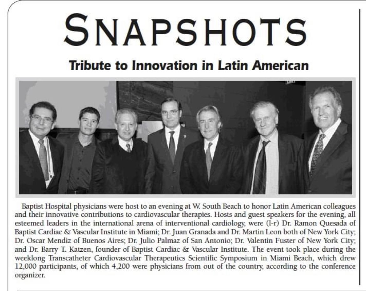Facebook reminds me this 9 years old picture from @TCTConference in Miami. Evening Symposium “Tribute to Innovation in LATAM” @jgranadacrf @MartyMleon @RamonQuesada #JulioPalmaz @DrBTKatzen #ValentinFuster