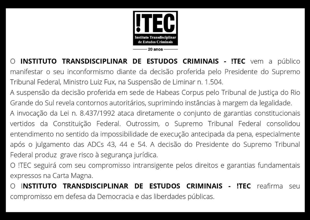 ITECRS_'s tweet photo. Nota pública do ITEC. https://t.co/TZEv5lW95L
