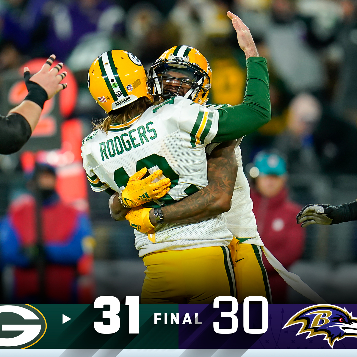 FINAL: @Packers clinch the NFC North and improve to 11-3! #GoPackGo #GBvsBAL