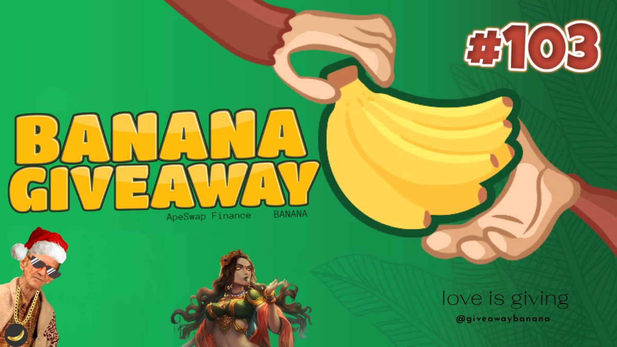 giveawaybanana's tweet photo. BANANA GIVEAWAY #103

Prize: 5x $BANANA 🍌
Worth of ~ $5 ($1,07 each)

1. Follow @giveawaybanana 
2. Like and Retweet
3. Comment: #ApeSwap have partnered with @Mytheria_MYRA 🐵

Drawn: in ~ 18 hours

#giveaway #giveaways #cryptogiveaway
#BSC #crypto #cryptocurrency https://t.co/i1f7tch7Gp
