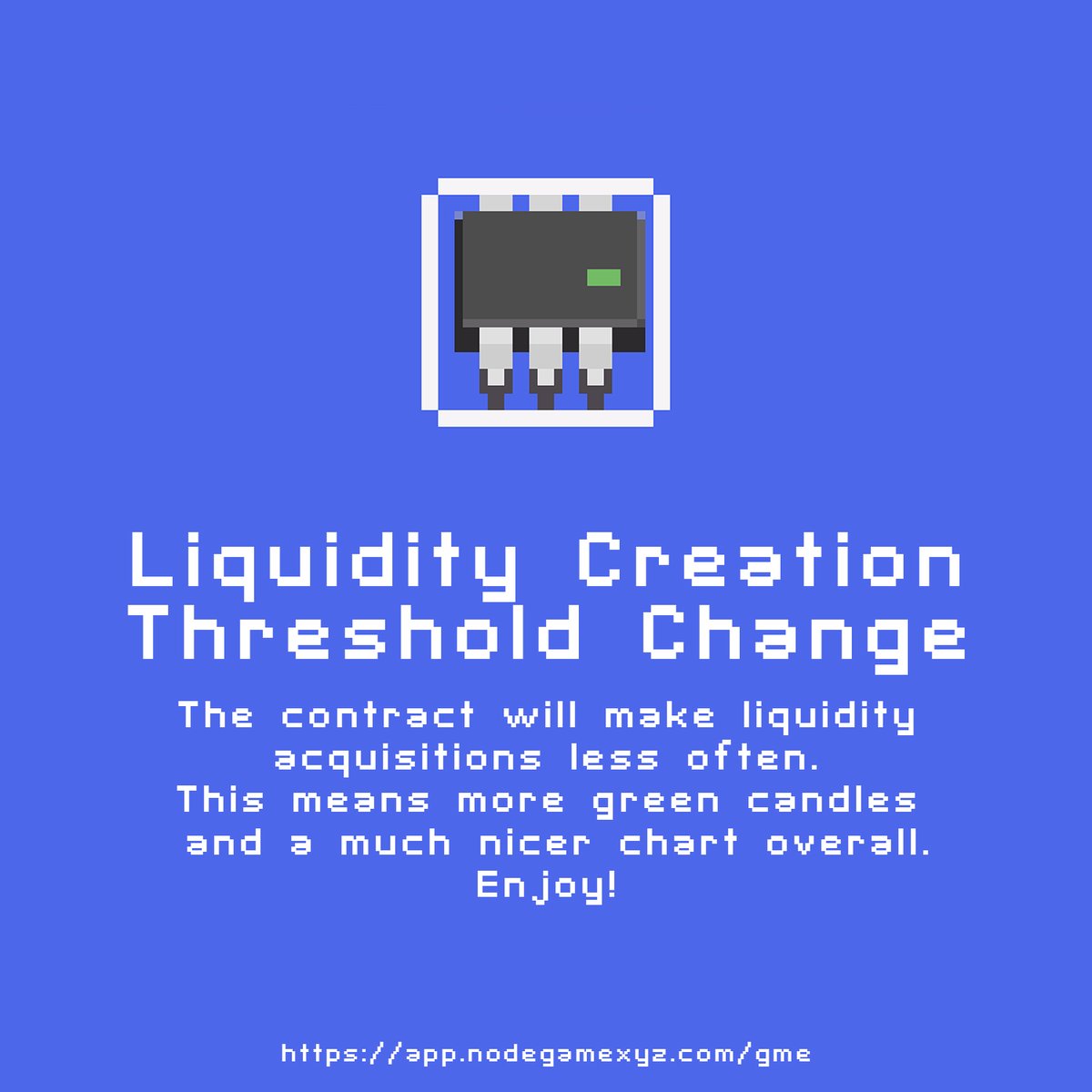 NodeGameAVAX's tweet image. You asked, we listened! The contract will create liquidity at a much slower rate, meaning less automated selling. More green candles and a nicer chart overall!

Remember, our double rewards governance proposal is set to pass in just a few hours. Strap in.

nodegamexyz.com
