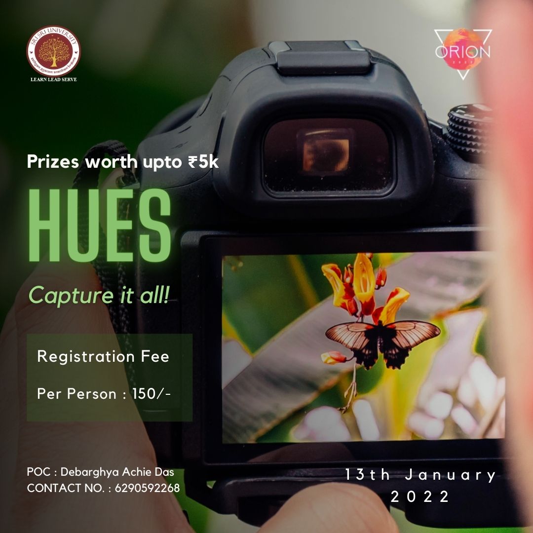 OrionSSU's tweet photo. If a camera is your extended limb and photography is the way you put your story into words, then this is the place for you.
Capture it all with HUES 📸
This event will be conducted ONLINE✨
Contact Debarghya Archie Das (6290592267) for more details.
#humaraorion #orionfest https://t.co/ZJUpRBb1Qp