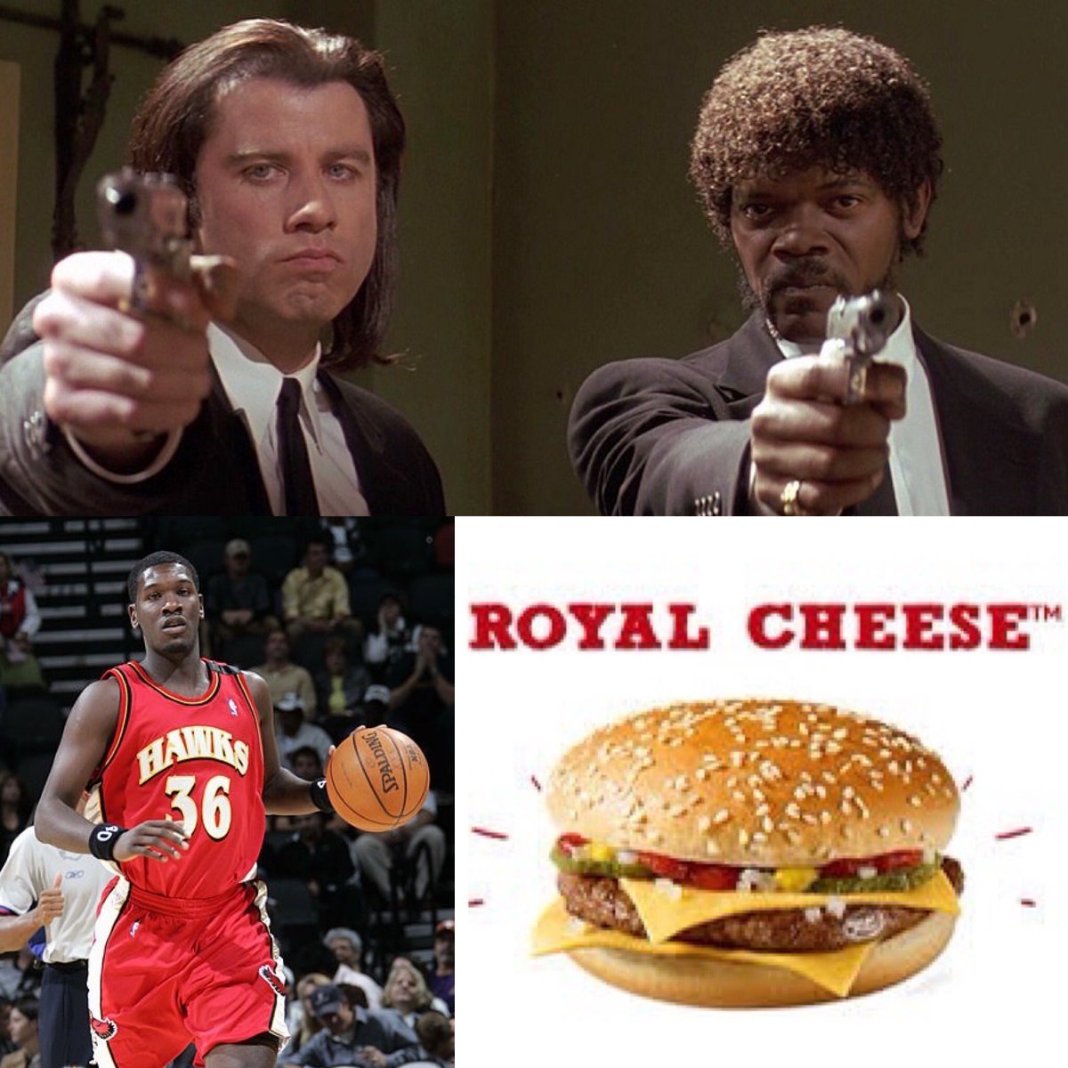WonderfulOhYeah's tweet image. Royal Ivey, 40 ans aujourd’hui, a joué en NBA entre 2004 et 2014 pour 3,3 pts de moyenne. Lors de ses premières années à Atlanta, ses coéquipiers l’appelaient «Cheese» en référence au Royal Cheese dont Vincent Vega et Jules Winnfield parlent dans la scène culte de Pulp Fiction.