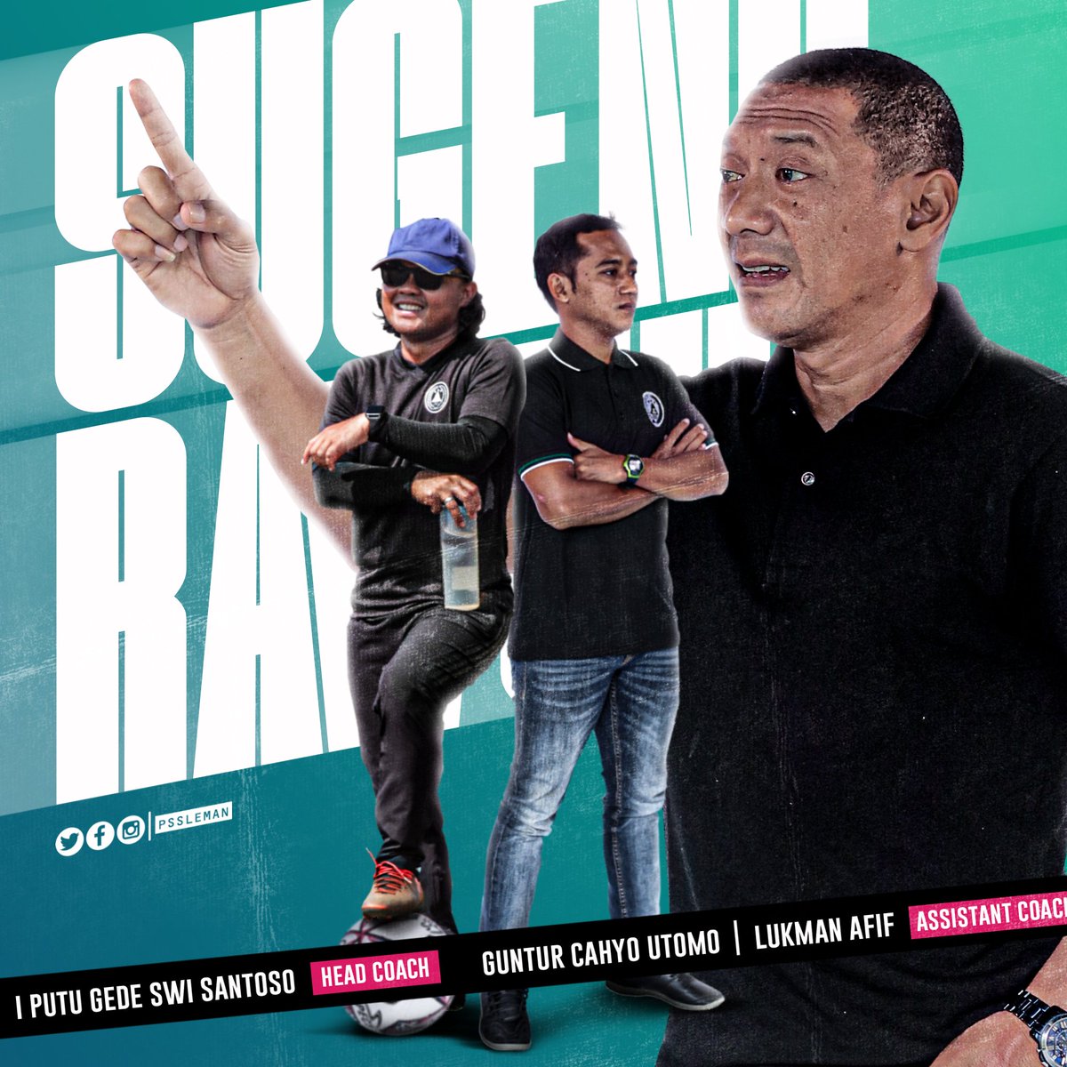 PSSleman's tweet photo. Sugeng rawuh coach I Putu Gede, coach Guntur Cahyo, dan coach Lukman Afif di jajaran pelatih tim utama PSS Sleman ✊

Selamat bekerja membangun tim. Bawa Super Elja terbang tinggi, coach! 🦅

#PSS #COSE https://t.co/vFhpCI8t8c