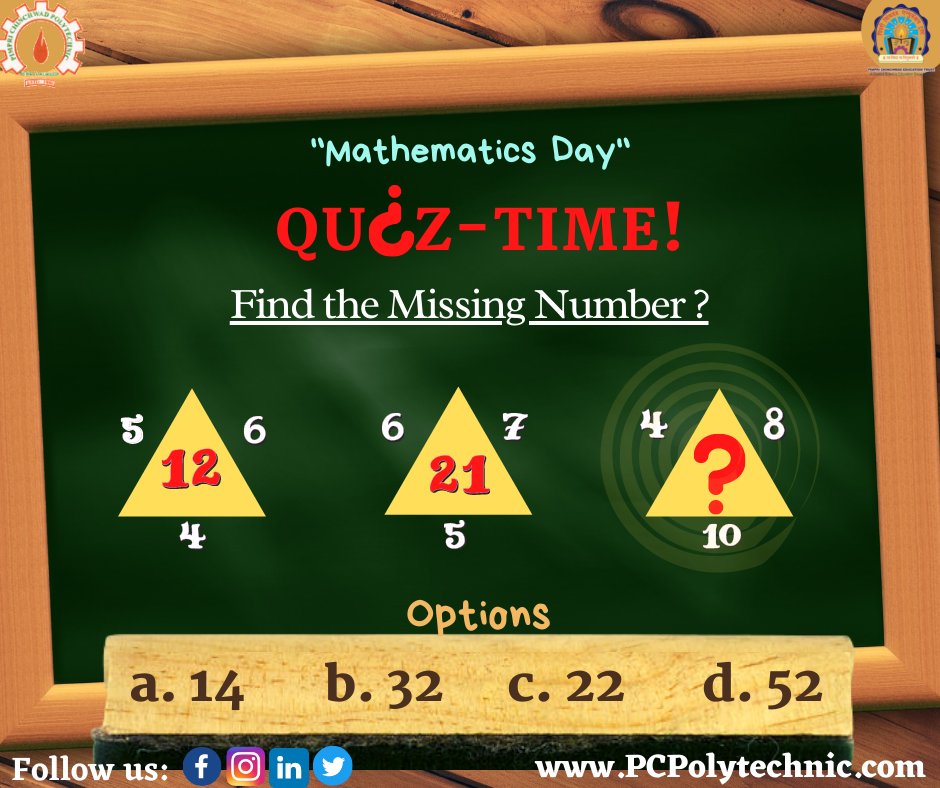 pcet_pcp's tweet image. #Mathematics is not about numbers, equations, #computations, or #algorithms, it is about understanding.”

Presenting two days logical quiz series for all math lovers!!

Find logic and put your answer in the comment box

#PCET #PCPolytechnic #mondayvibes #LOGICAL #Pune #Pcmc