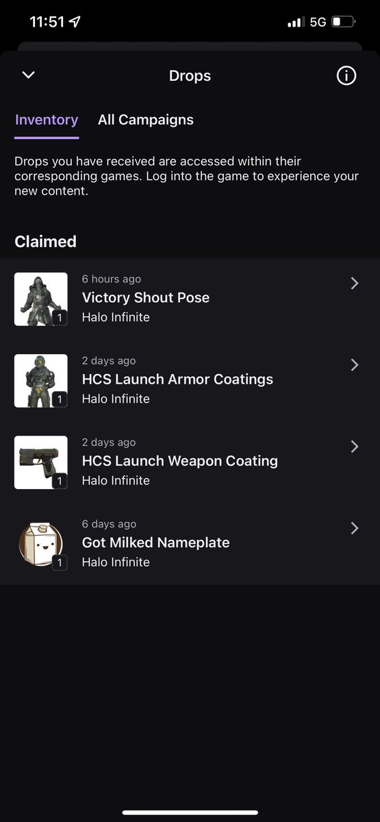 enjoelneer's tweet photo. @HaloSupport my twitch account didn’t properly link for drops on Halo Waypoint (it showed ‘…’ instead of my twitch handle enjoelneer). I have it properly set up now but none of these drops are coming through? Can you help with this? https://t.co/wSCnNb2TXP