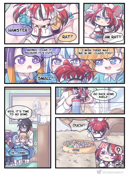 #ameliaRT #inART #gawRT #IllustrayBAE #HoloEN 
HoloEN kindergarten (Omnibus)
This comics is consists of omnibus. and I'm working on English and comic to study. thank you!!👀👀 