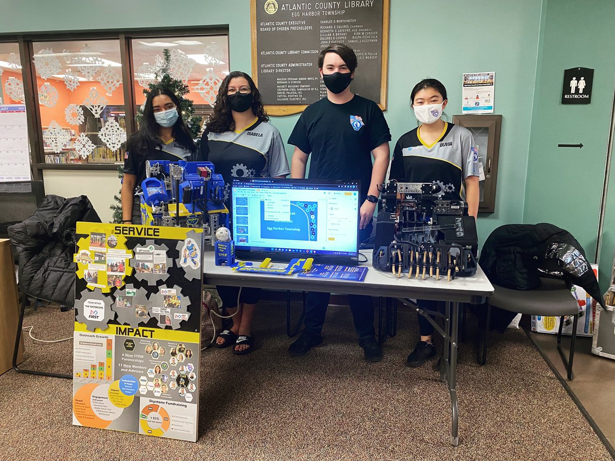 EHT Library Outreach Event 📚

On Saturday, we worked with the Egg Harbor Township Library and set up a table for kids to learn about robotics and get the chance to use a robot! We told many families about our organization and FIRST and was a great outreach event!