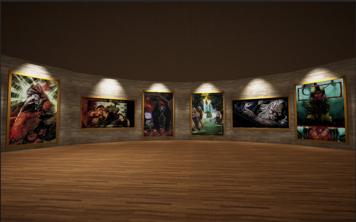 Nfty_Nick's tweet photo. The first 6 #NFTdrops from #HeavyMetalMas hanging in the @EverScapes_nft gallery. I love that you can see your #CryptoArt on walls, not just in your wallet.
 Check it out ▶️ https://t.co/0ax1aR48fa https://t.co/9tQlnPKMTs