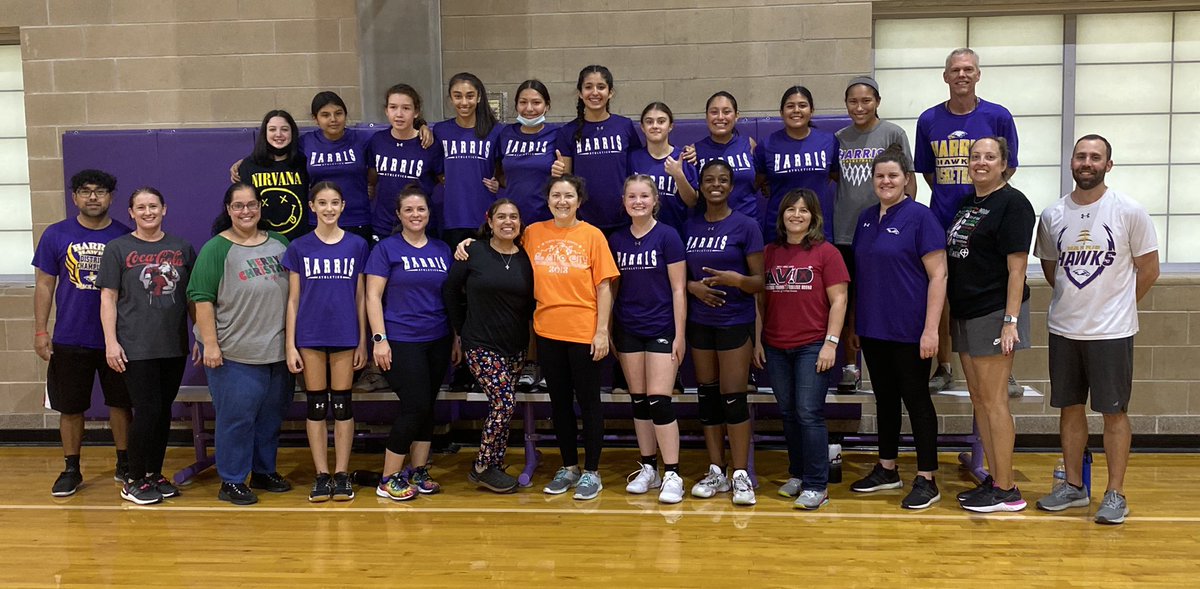 harrishawks's tweet photo. This week we had super exciting student vs. teacher volleyball games. Here is a photo of our 8th graders & the faculty members who played. Congratulations to our 8th graders for a close (but impressive) win! It is always fun to watch these #HawksThatRock play!
#RootEdHarris https://t.co/DmV7n6Vio2