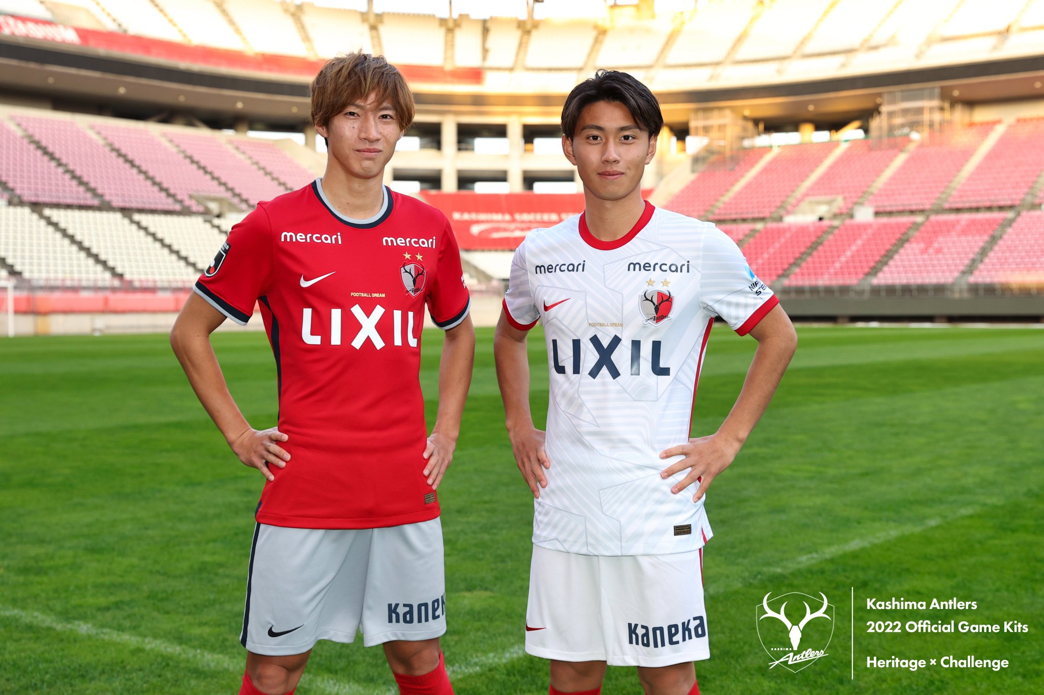 鹿島アントラーズ 22 Kashima Antlers Official Game Kits 22年新ユニフォーム デザイン発表 Heritage Challenge こちらはイメージショットです Antlers Kashima 鹿島アントラーズ 土居聖真 荒木遼太郎 デザインコンセプト 詳細は