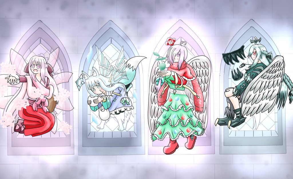 はールさめのクリスマス!!
ステンドグラスも手描きで描かせて頂きましたよー!
らすかるーさん(@rascala39 )の所のはるちゃんとふゆちゃん、お父さんことこあろっくさんのシールちゃん
(@corelock_key )をお借りしましたのねん!