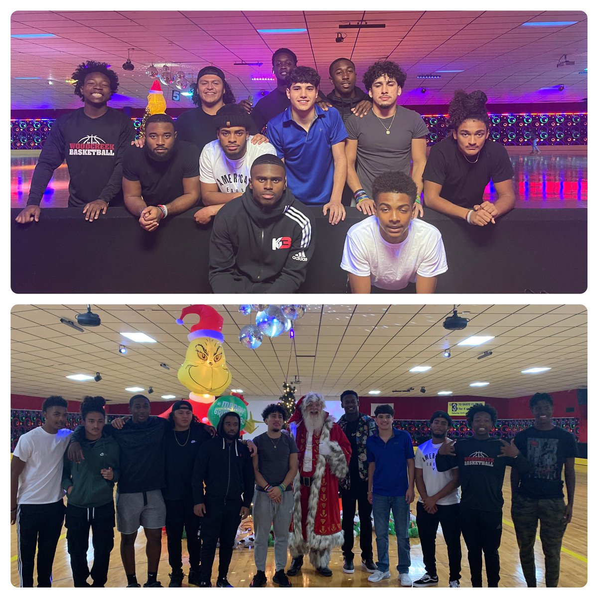 ErinSylvie84's tweet photo. Annual ‘Give the Kids a Christmas’ &amp; we had the best helpers in town! The kids that attend are in foster care &amp; for many of them, this is their Christmas. The boys helped set up &amp; the ones that could skate (LOL) helped the little ones out! I’m proud of these guys! @SC_BulldogFB https://t.co/zMyYrmBc0r