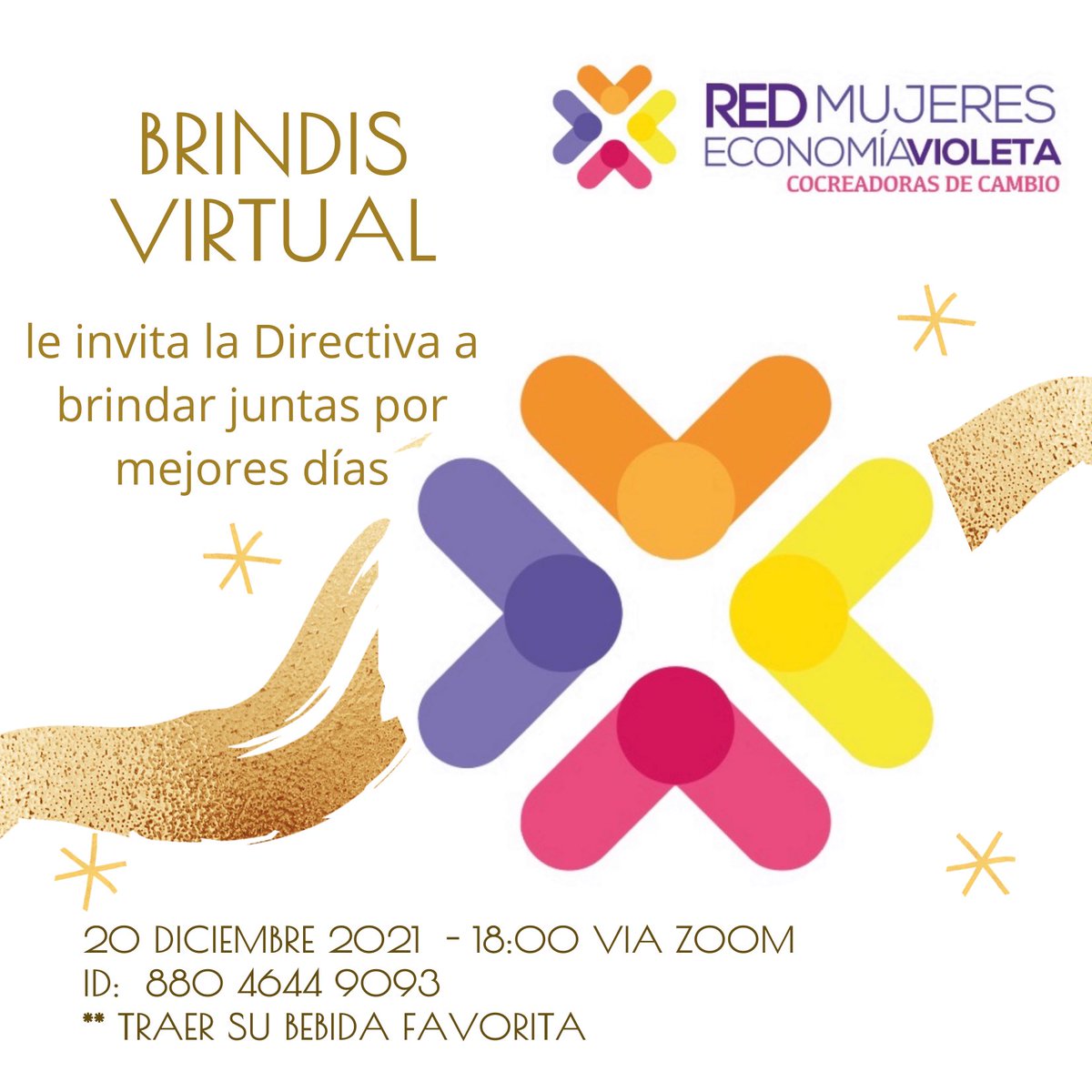 redmujeresev's tweet photo. Brindis Virtual, les esperamos! 20 de diciembre a las 18:00 via zoom.
#violetasenaccion #Juntassomosmasfuertes #FelicesFiestas https://t.co/A3nUmkdcyY
