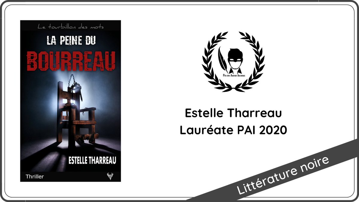 prixdesai's tweet photo. Continuons avec la catégorie Littérature noire qui est remportée par Estelle Tharreau avec son roman La Peine du bourreau publié chez @Taurnada. 

Un grand bravo à elle !

Retrouvez-nous à 15h pour la catégorie Imaginaire... et d'ici là, bon appétit et bon après-midi. https://t.co/NfG8iRK7UW