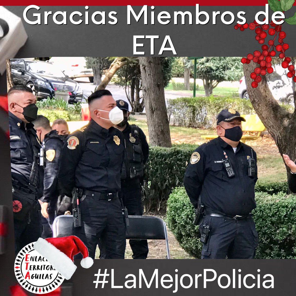 EnlaceTAguilas's tweet photo. Por 3er año consecutivo, la enorme comunidad #ETA agradeció el apoyo de nuestra #Policia #SectorAlpes #SectorSantaFe en un emotivo convivio donde reforzamos lazos y compromisos de trabajo conjunto y amistad. Feliz Navidad🎄 @UCS_GCDMX @ObsSegCiudadana @OHarfuch @PabloVazC https://t.co/yAJrcvrEbo