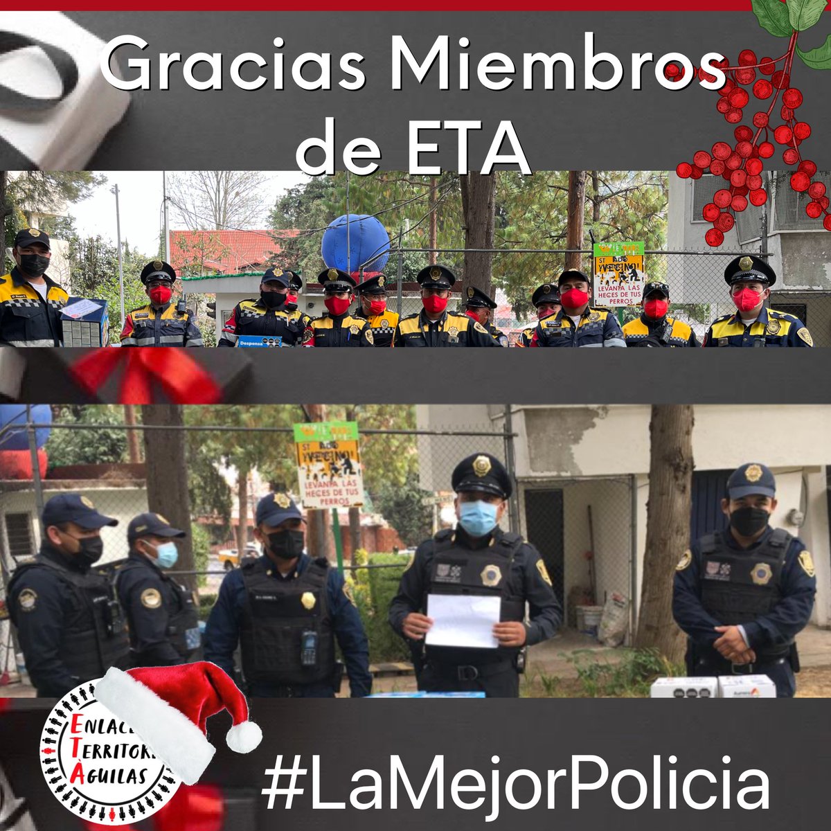 EnlaceTAguilas's tweet photo. Por 3er año consecutivo, la enorme comunidad #ETA agradeció el apoyo de nuestra #Policia #SectorAlpes #SectorSantaFe en un emotivo convivio donde reforzamos lazos y compromisos de trabajo conjunto y amistad. Feliz Navidad🎄 @UCS_GCDMX @ObsSegCiudadana @OHarfuch @PabloVazC https://t.co/yAJrcvrEbo