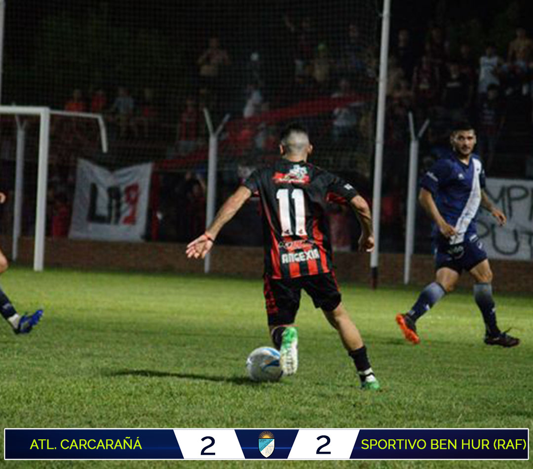 #TorneoRegional #RegionalAmateur

REGIÓN LITORAL SUR - PRIMERA FASE - IDA

Atlético Carcarañá 2-2 Sportivo Ben Hur (Rafaela)

Goles: 8' Luis Ybañez (SBH), 51' Maxi Casa (SBH), 74' Daniel Pacheco (CAC), 90' (+8) Daniel Pacheco (CAC).

Foto: <a href="/CremeriaOFICIAL/">Club Atlético Carcarañá</a>