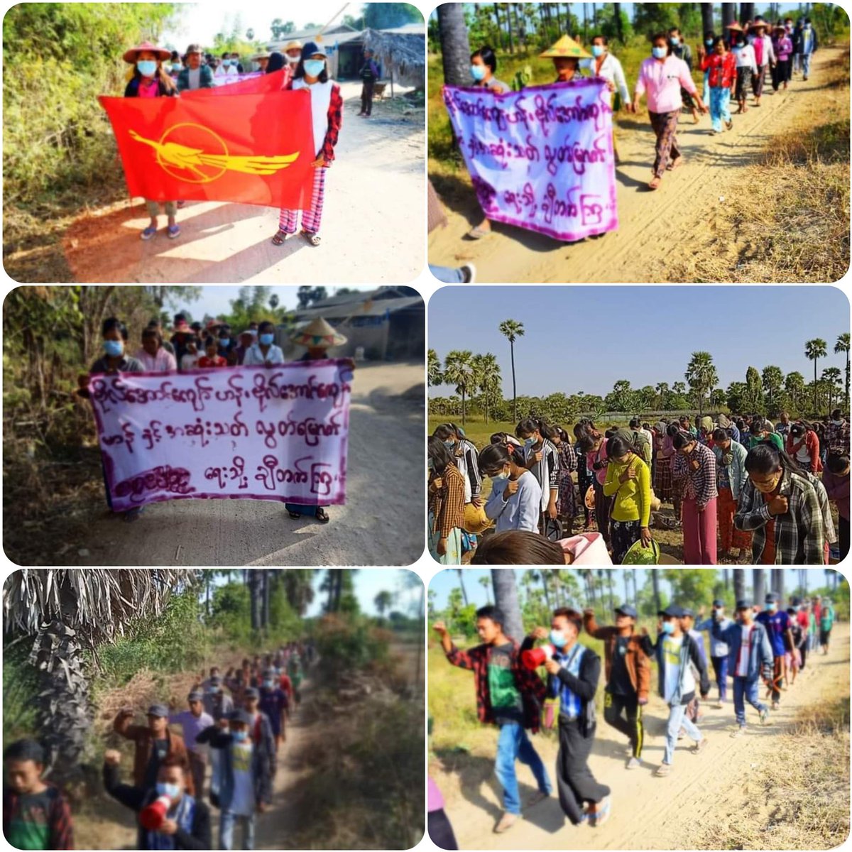 LEO117728's tweet photo. Local people from the eastern part of #Yingmapin and the northern part of #Salingyi in #Sagaing Region joined march to overthrow the military dictatorship this morning.
#HelpMyanmarIDPs
#Dec20Coup
#WhatsHappeningInMyanmar https://t.co/YVNwPgWqiB