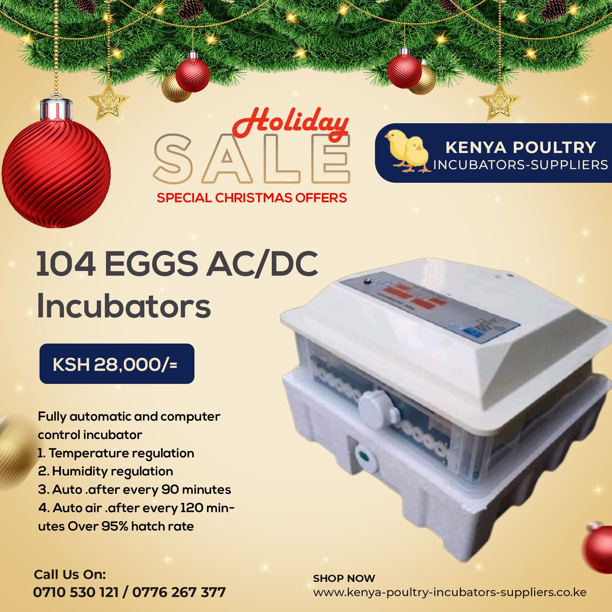 X-MASS DEALS
Kenya Poultry Incubators Suppliers 
Call us on 0710 530 121
Dealers In: 
1. Eggs Incubators
2. Cages &amp; Housing and other poultry items
Joho kabogo Miguna #churchillshow kitengela