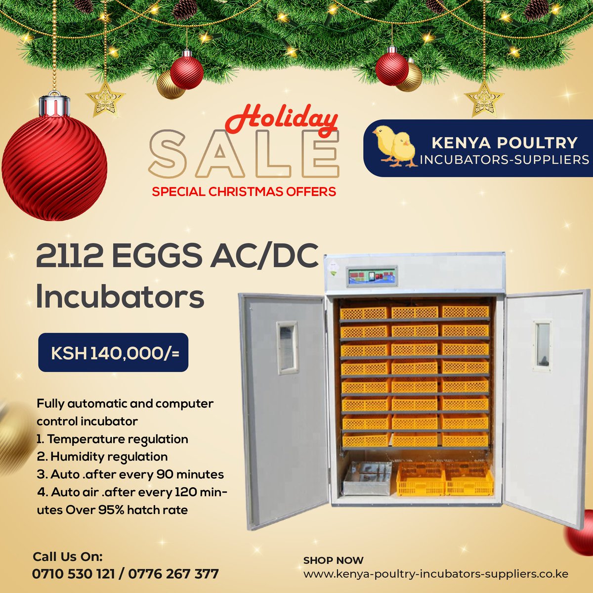 X-MASS DEALS
Kenya Poultry Incubators Suppliers 
Call us on 0710 530 121
Dealers In: 
1. Eggs Incubators
2. Cages &amp; Housing and other poultry items
Joho kabogo Miguna #churchillshow kitengela