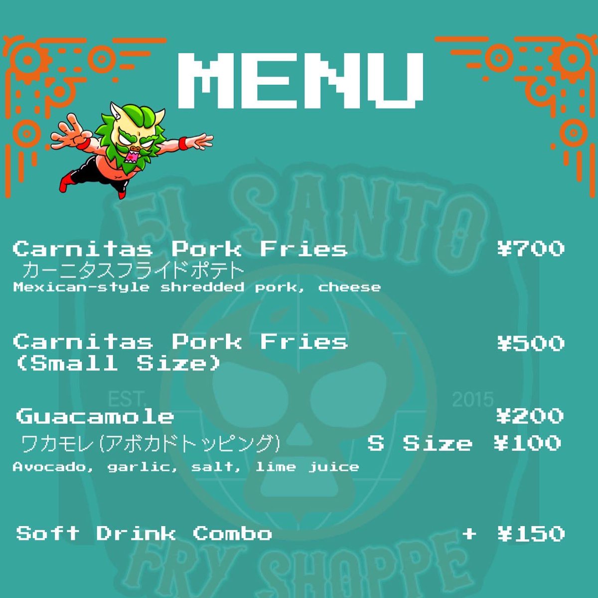 elsantofries's tweet photo. 🍟T O M M O R O W🍟  ⠀
⠀
El Santo Pop-Up Kitchen @ @pokerbarhobby from 3pm-8pm (7:30pm L/O).  DM orders OK!  
⠀
Hope to see you all there #santomaniacs !
⠀ https://t.co/WhqLa4HcQN