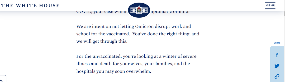 StevePhillipsMD's tweet photo. Went to the White House webpage to confirm this isn't a joke. Here's the link:
https://t.co/TuggUW3HY6

Divisive, anti-science rhetoric. Aspiring to create a 2 class society, blaming others for their failings.

Their policies have been disgraceful by every metric. Vote them out. https://t.co/H6AG3G4NhM