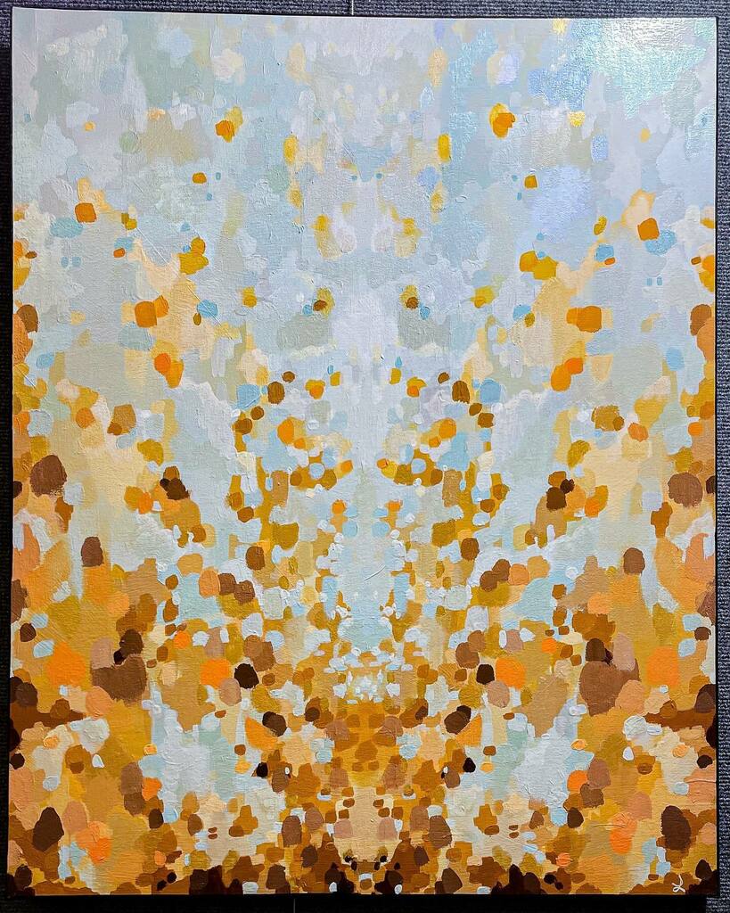 LauraWillig's tweet photo. This piece spent the week in a gallery of Nutcracker music inspired pieces. I was paired with the harp, so go listen to the harp part at the beginning of Tchaikovsky’s waltz of the flowers to fully appreciate. Now it will go to its new home! https://t.co/f21aX7hfSG https://t.co/kNxm1tKnBr