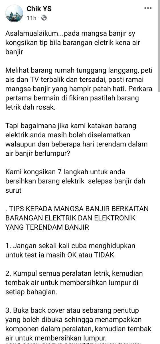 mkhairulazri's tweet photo. Perkongsian untuk yang terkesan akibat #DaruratBanjir 

1. TIPS SELAMATKAN BARANGANAN ELEKTRIK https://t.co/70edm9oCcx