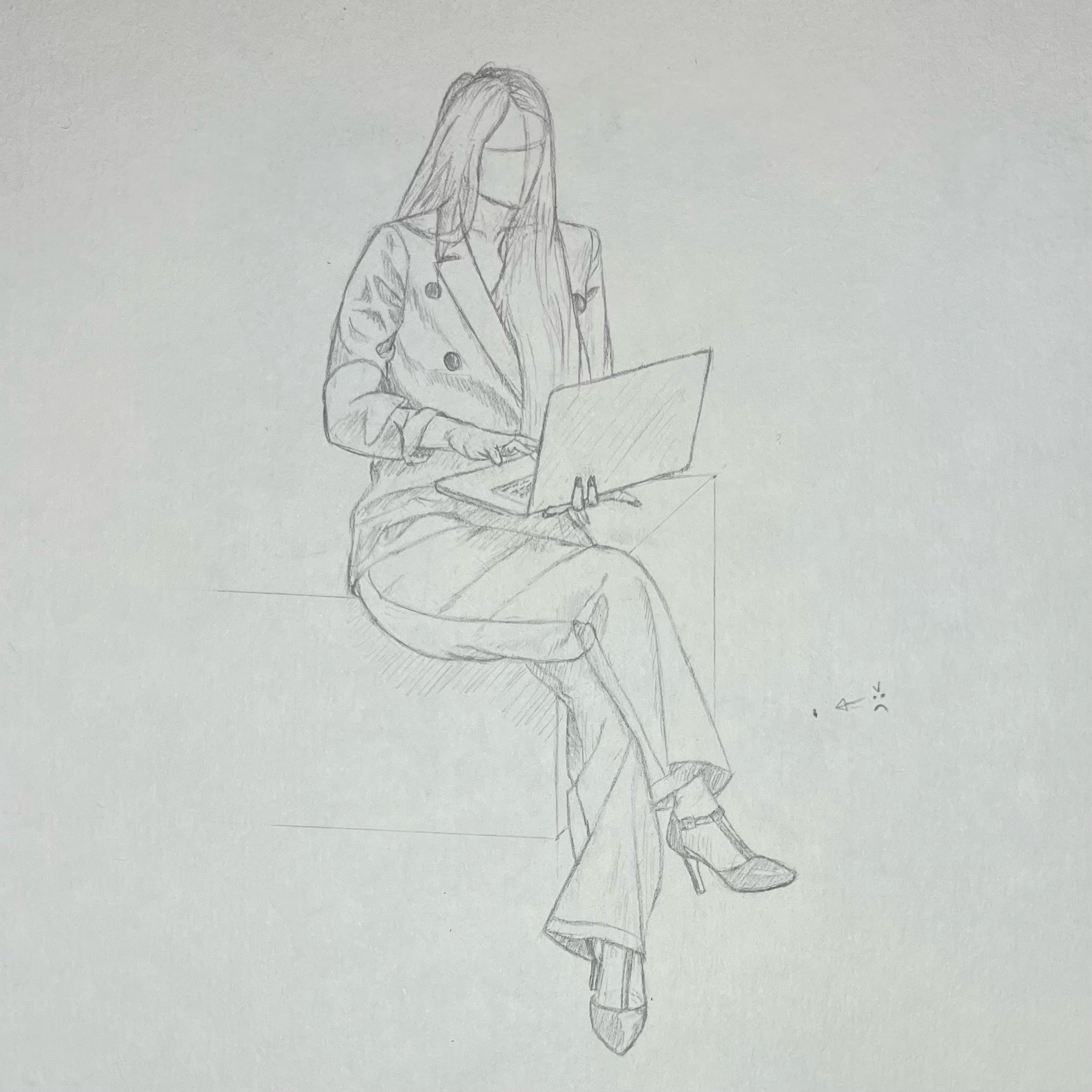 Ladies suit drawing top