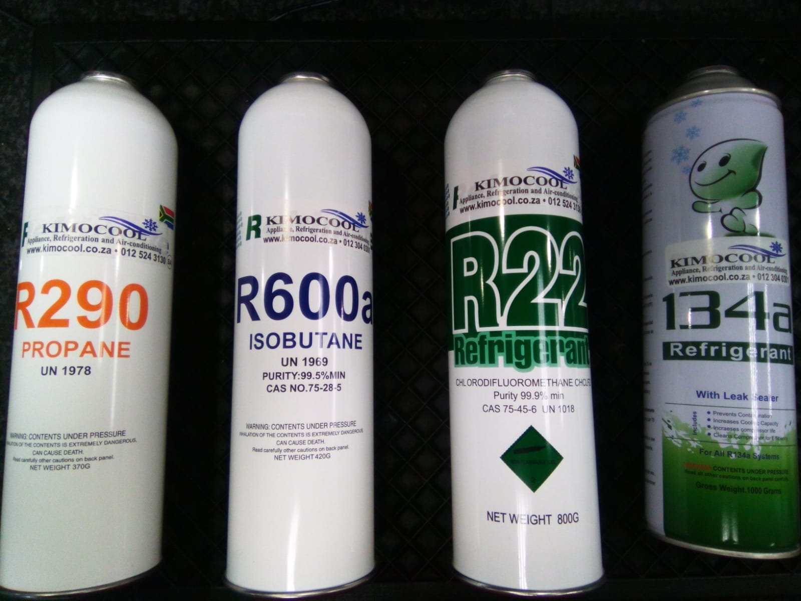 Kimocool All Your Refrigerant Gases Available At Kimocool R134a Leak Sealer 1kg Can R140 R600a 400g Can R95 R290 4g Can R140 R22 800g Can R130