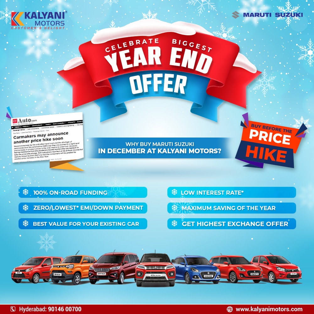 KalyaniMotors's tweet image. For the year's best offers &amp;amp; benefits, rush your nearest Kalyani Motors today. Book your favourite Arena car at lowest down payment &amp;amp; get the maximum saving of the year. 
kalyanimotors.com
#saveupto #marutisuzuki #marutisuzukioffers  #bangalore #hyderabad #kalyanimotors
