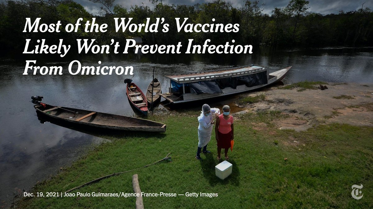 Though they may prevent serious illness, the Covid vaccines relied on by most countries outside the U.S. are unlikely to stop Omicron infections. nyti.ms/3yFTCDY