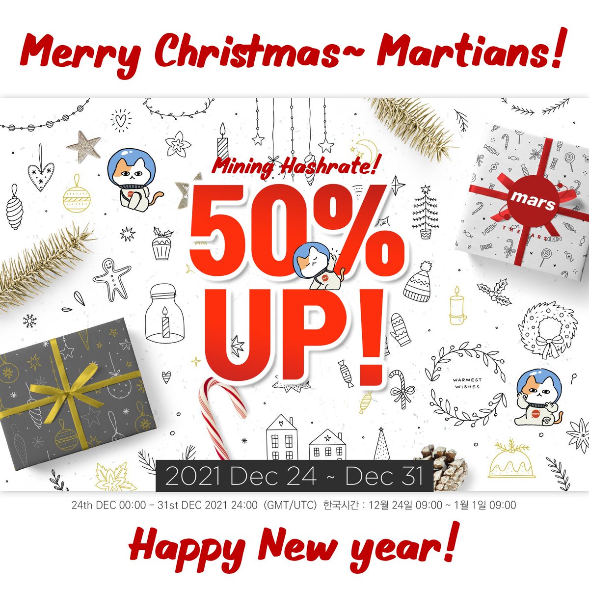HederaToEarn's tweet photo. 🎄Merry ChristMARS🎄 &amp; 🎆Happy New Year🎆

The mining hashrate will be increased by 50% during the holiday season. (From 24 Dec to 31 Dec UTC)
🚀Boost Mode On!!🚀
#MRST #THEMARS #Metaverse #NFT #Crypto #Google #Apple #MerryChristMARS https://t.co/lxSWaAQgNi