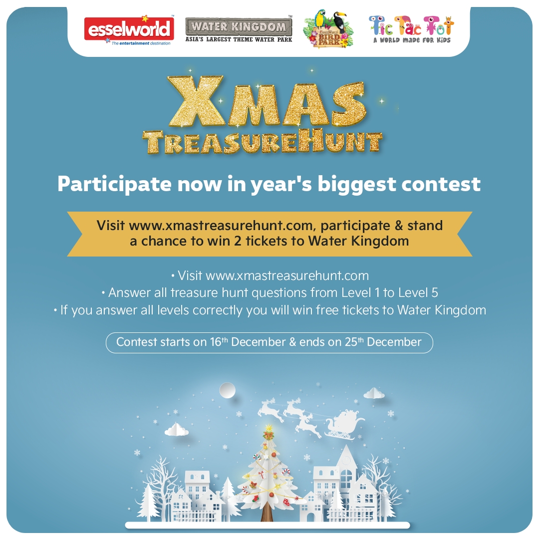 EWBirdPark's tweet photo. Have you taken part in the year's Biggest contest?
Participate in the #XMasTreasureHunt contest and win 2 free tickets to the Water Kingdom!
Visit: https://t.co/K931kruAbg
#XMasTreasureHunt #TreasureHunt #XmasCompetition #Christmas2021 #Christmas #EsselWorld https://t.co/KL9BpMMaJW